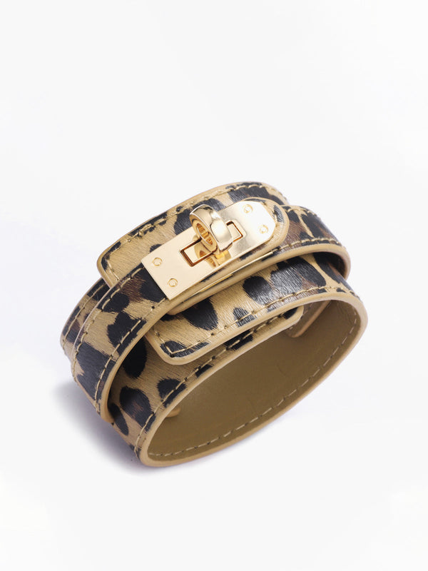 LOVEVVR Leopard Print Leather Bracelet