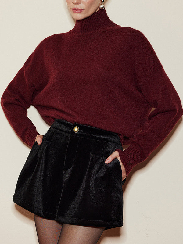 LOVEVVR Elegant Mock Neck Shift Sweater