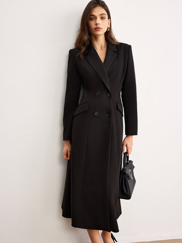 LOVEVVR Button Lapel Long Blazer