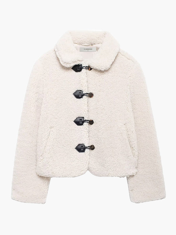 LOVEVVR Lapel Fleece Winter Jacket