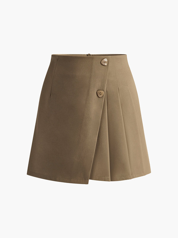 LOVEVVR Back-Zipper Pleated Mini Skirt