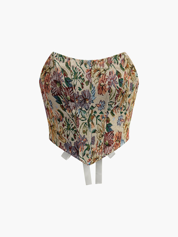 LOVEVVR Drawstring Floral Corset