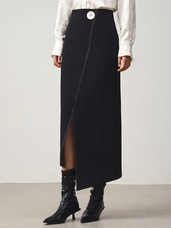 LOVEVVR Asymmetrical Retro Split Skirt