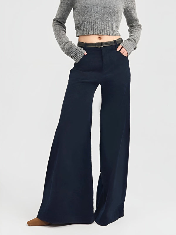 LOVEVVR Corduroy Wide-Leg Pants Without Belt