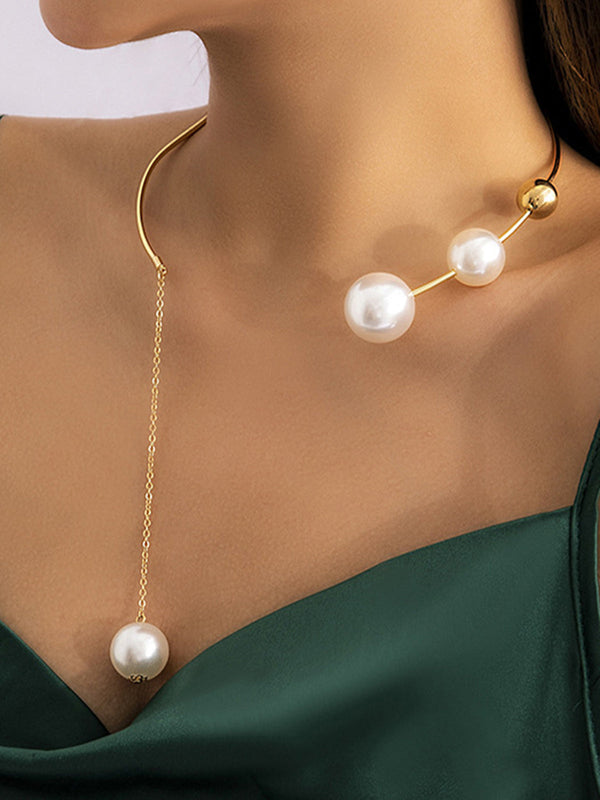 LOVEVVR Imitation Pearl Choker Pendant Necklace