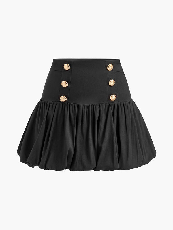 LOVEVVR Bud Waist Pleated Panel Mini Skirt