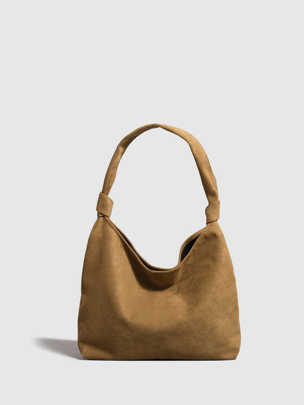 LOVEVVR Knotted Suede Hobo Bag