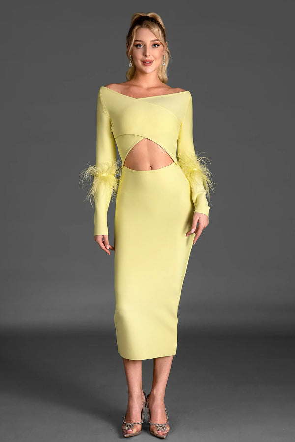 LOVEVVR Hondra Long Sleeve Cutout Bandage Dress