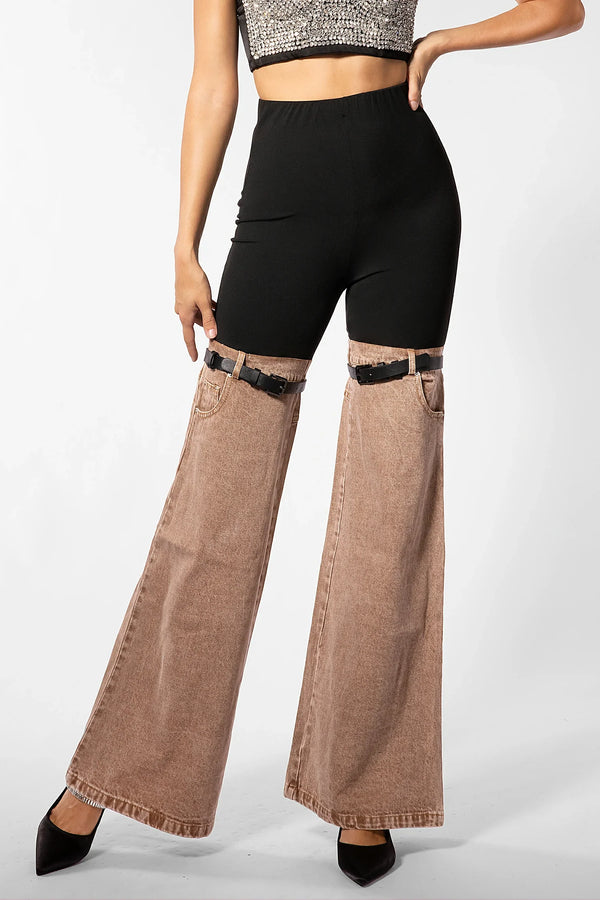 LOVEVVR Kallipateira High Waist Color Block Wide Leg Pants