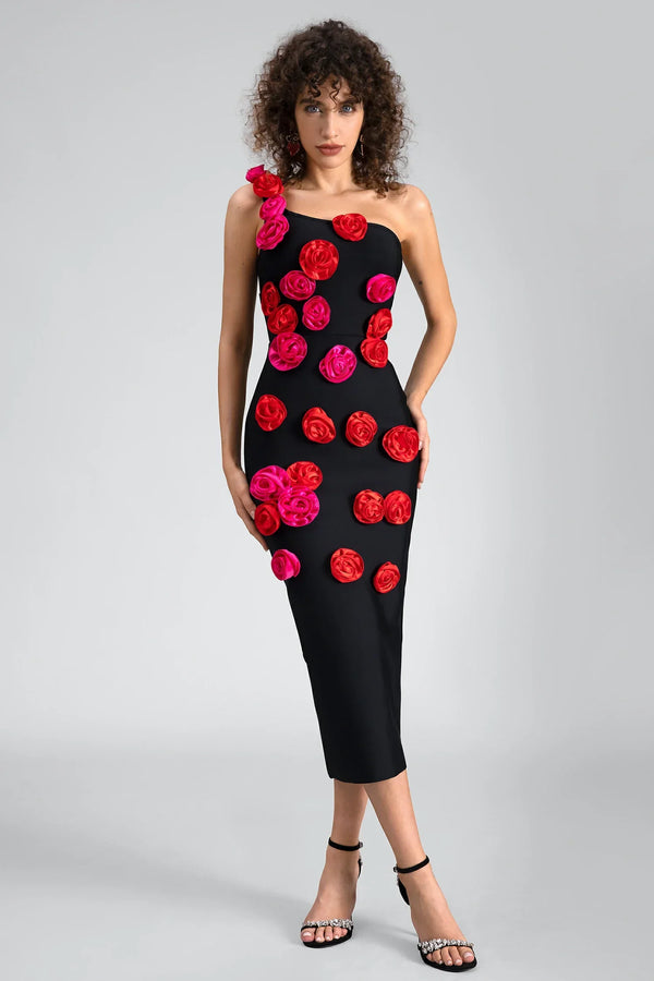 LOVEVVR Lagaki One Shoulder Floral Bandage Dress