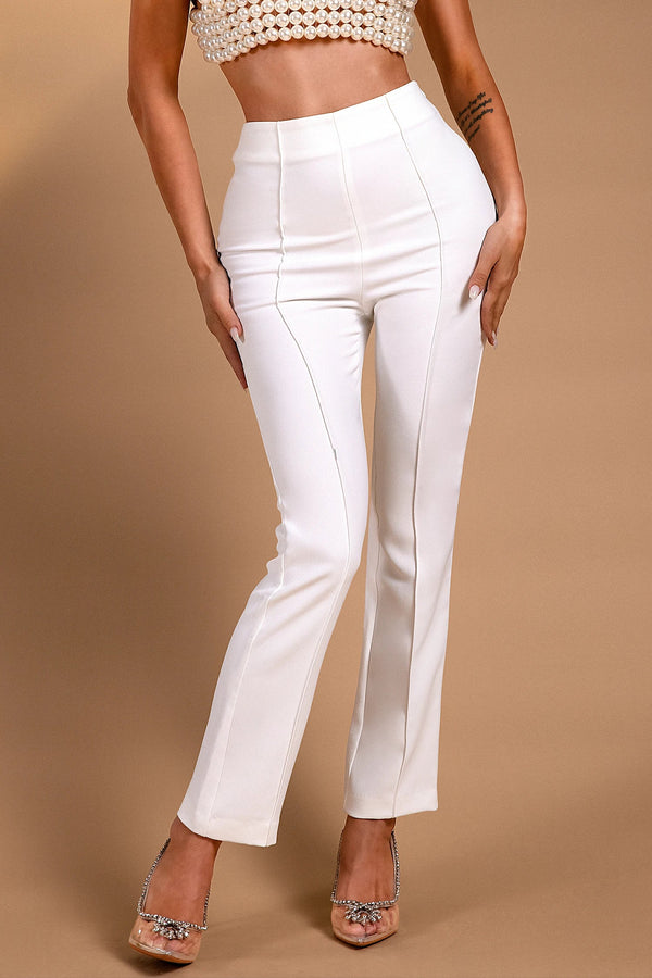 LOVEVVR Gloria White Suit Trousers