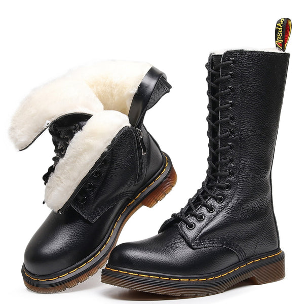 LOVEVVR Real wool lychee pattern locomotive boots women's 14-hole British top short boots men's and women's leather boots round head trend Popular and 2025