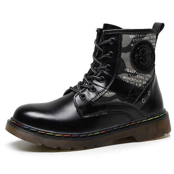 LOVEVVR High Top 1460 Locomotive Boots Women's Classic Hard Leather Open Edge Bead Short Boots Men's and Women's Glossy Leather Boots Round Head Locomotive Shoes