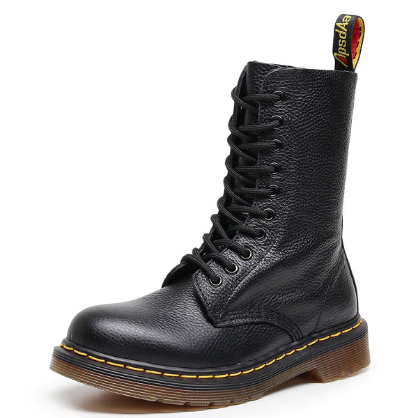 LOVEVVR Lychee pattern 1490 locomotive boots women's 10-hole British style head layer short boots men's and women's leather boots round head trend Popular and 2025