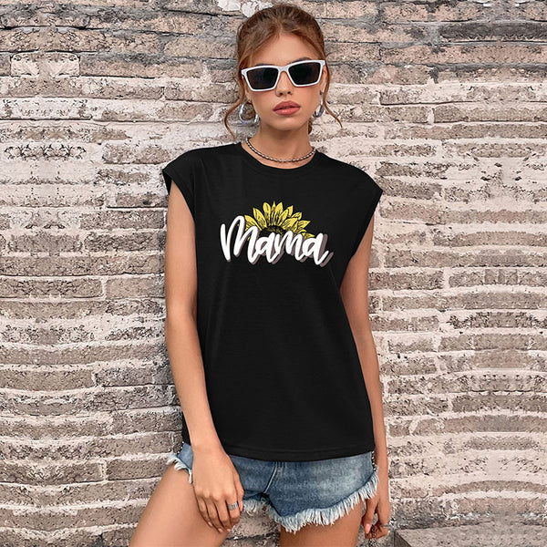 LOVEVVR New popular Summer South East Asia Vest Crew Neck Printed Top Guangzhou Sleeveless Letter T-Shirt Wholesale