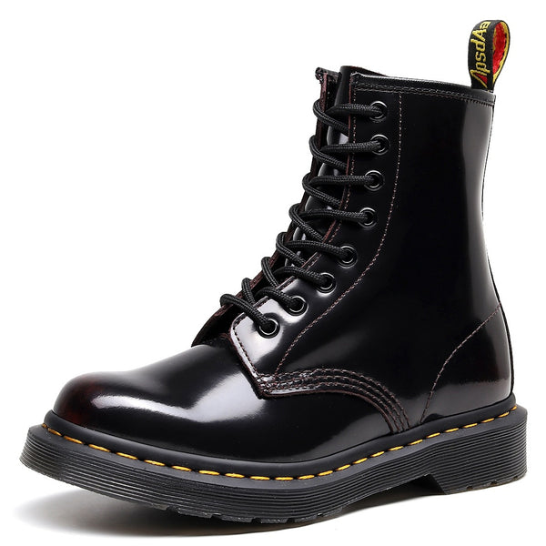 LOVEVVR High top 1460 polished red locomotive boots women's classic retro British style short boots men's and women's leather boots round head trend