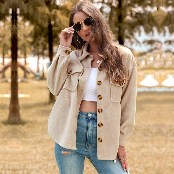 LOVEVVR New  Hot  Hot 2025 Women's Clothing Autumn and Winter New Thickened Fleece Cardigan Jacket