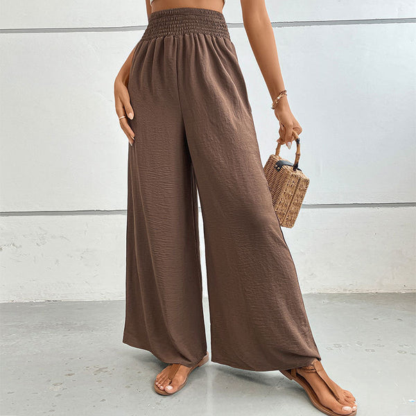 LOVEVVR New Wholesale 2025 Hot Trade Women's Clothing Hot Summer New Solid Color  Flared Wide Leg Pants