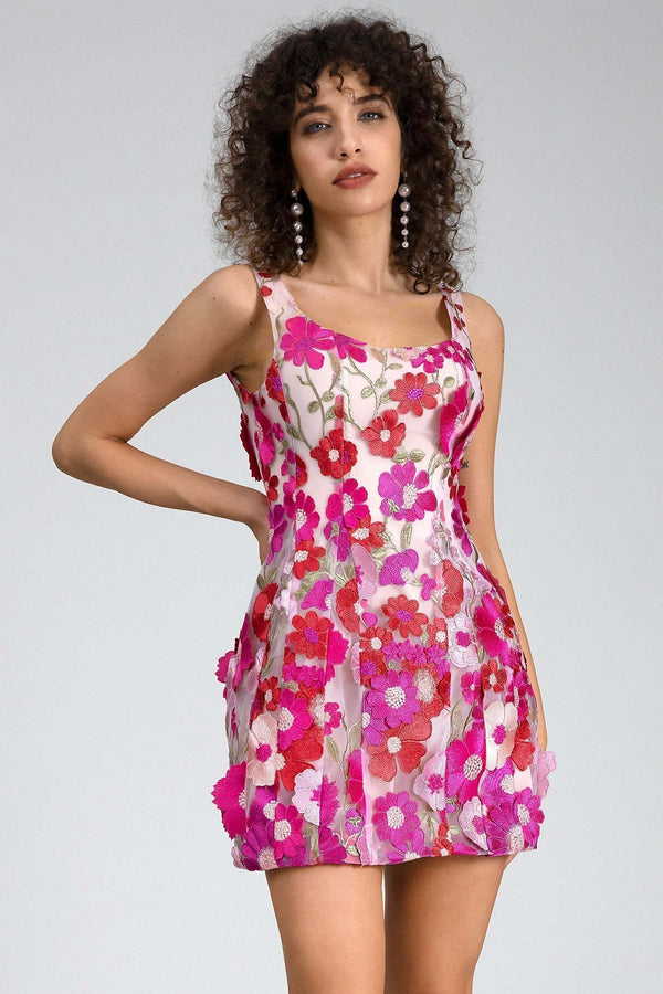 LOVEVVR Yeorgia 3D Floral Embroider Mini Dress