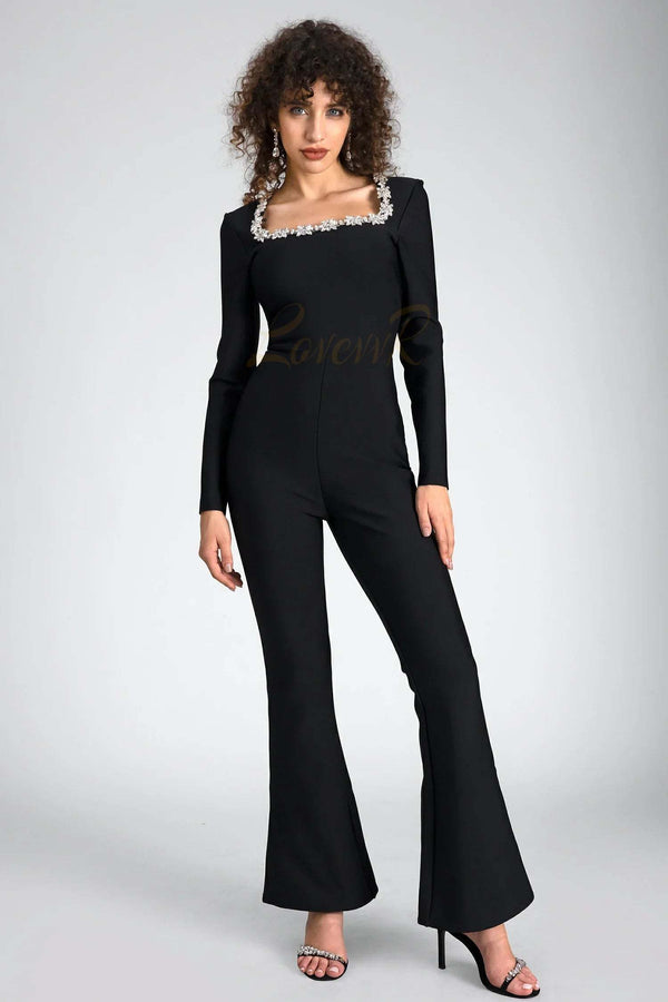 LOVEVVR Ullah Diamond Bandage Jumpsuit