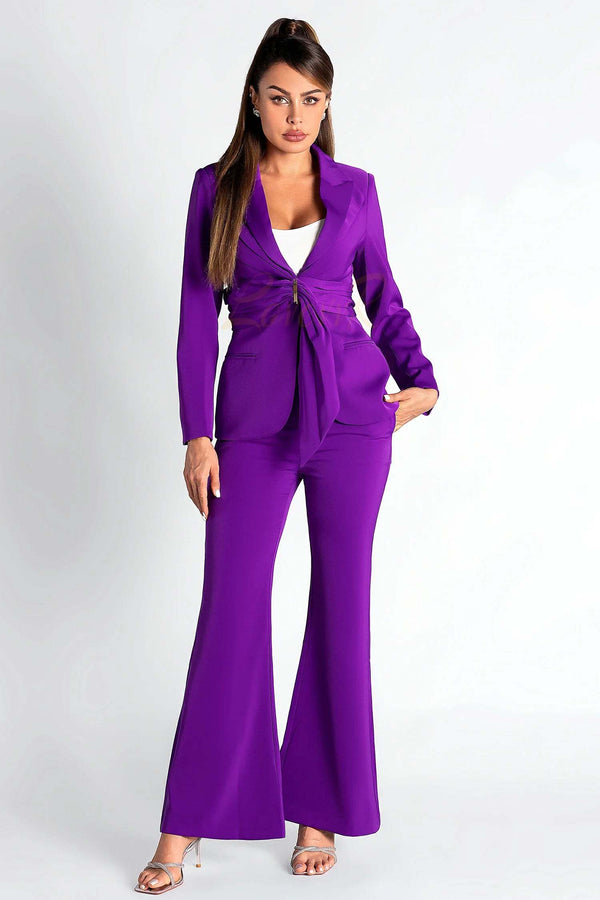 LOVEVVR Sepheres Belted Pleat Blazer Set